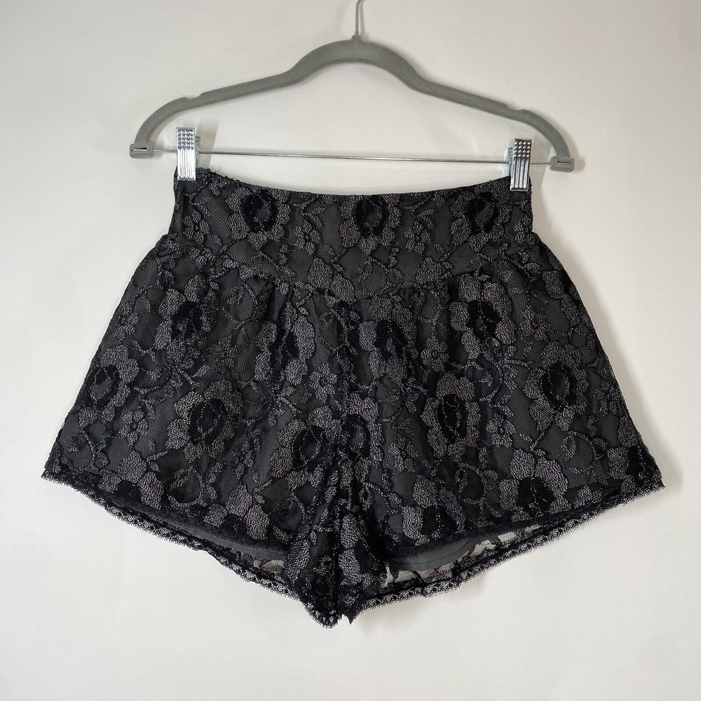 Floral Lace Grunge Whimsigoth Indie Shorts Medium Black Festival Dark Romantic